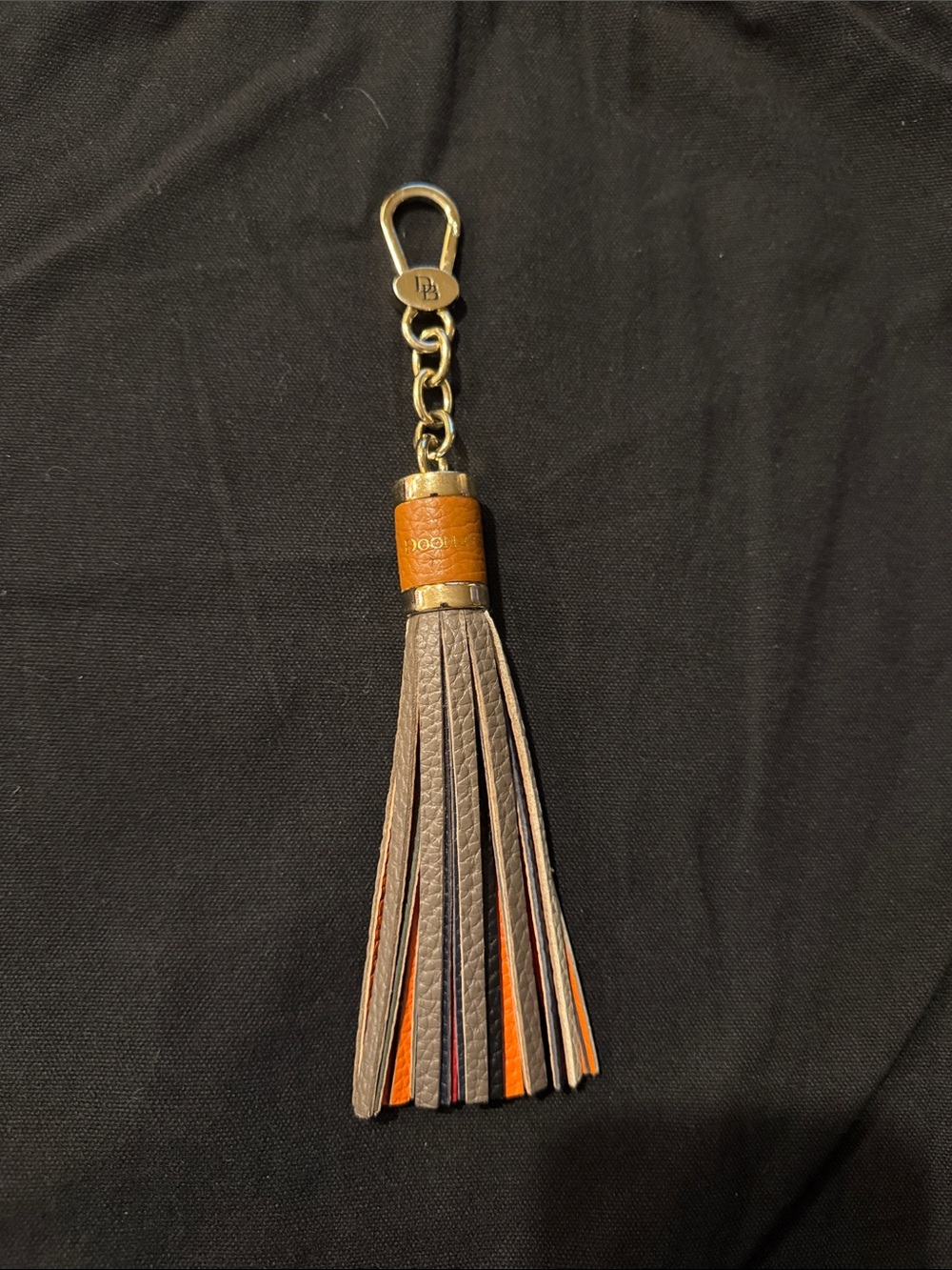 Dooney & Bourke Leather Tassel Key Chain Purse Charm with Gold Hardware